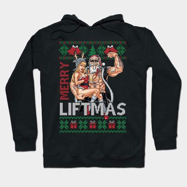 Merry Liftmas Christmas Xmas Fitmas Fitness Santa Holiday Gift For Men Women Hoodie by SloanCainm9cmi